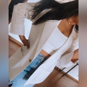 White textured blazer